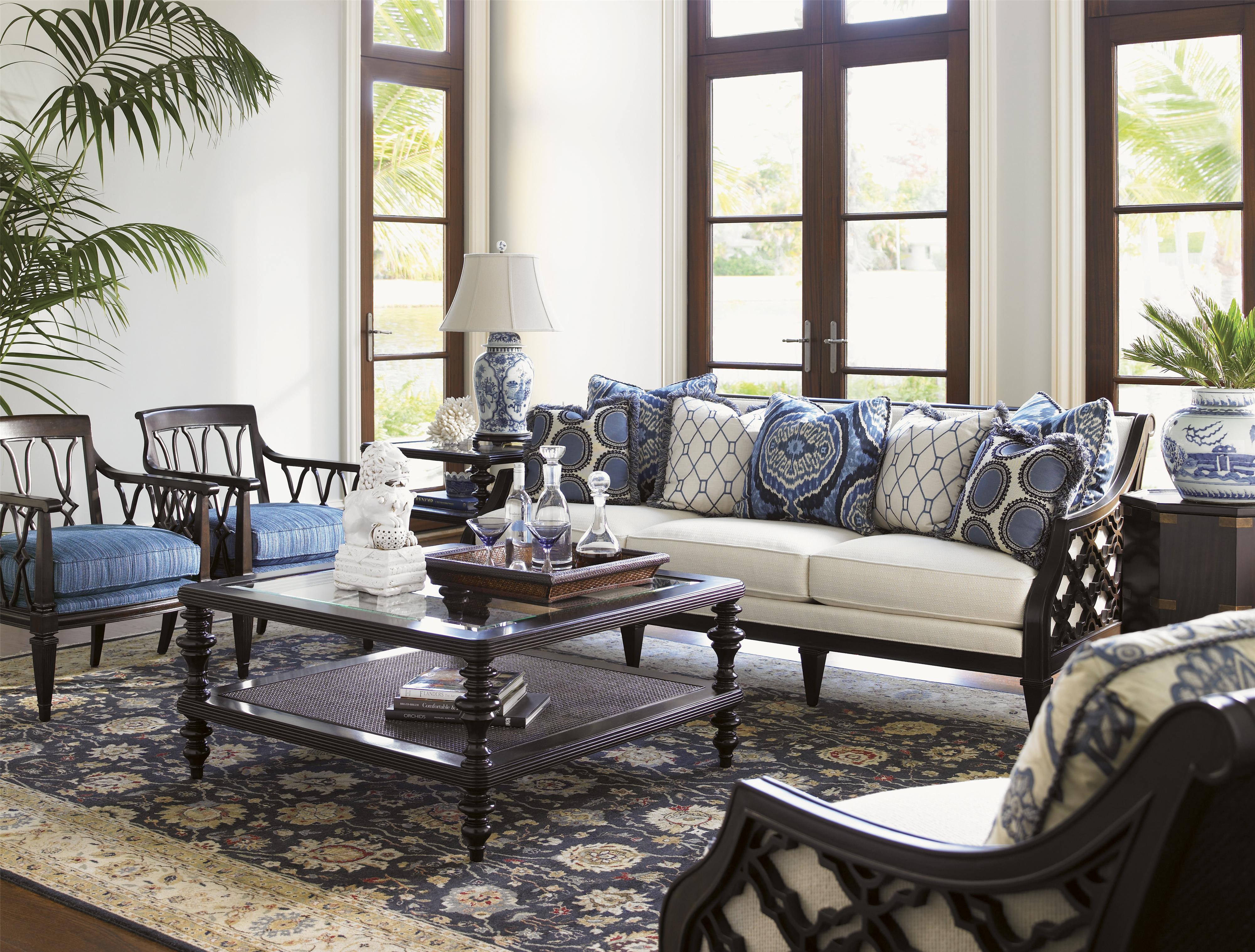 Tommy Bahama Home Royal Kahala 537947 Tropic Glass Top Cocktail Table